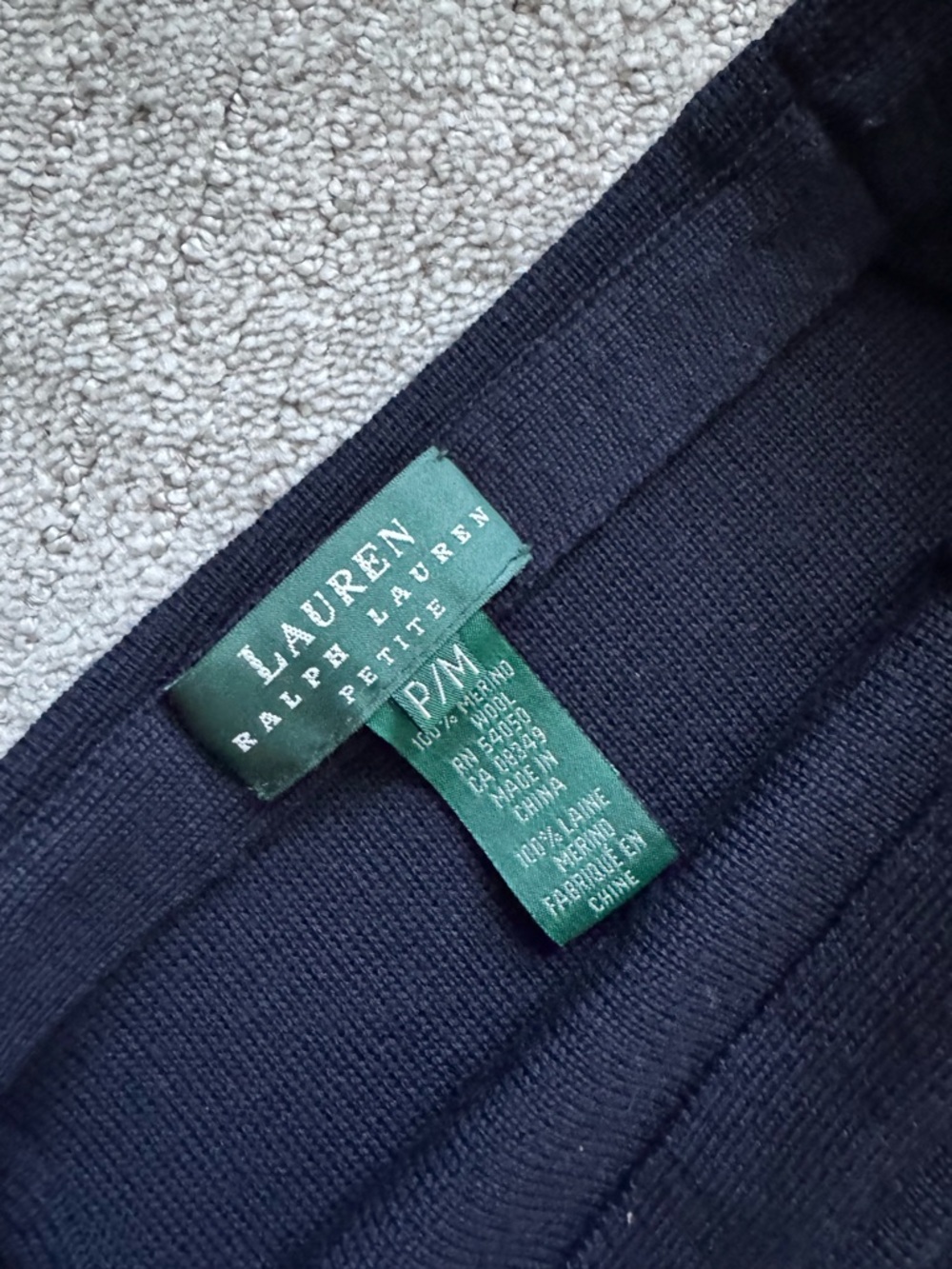 Lauren Ralph Lauren Merino Wool Midi Skirt Navy Gold Button Slit M - Picture 7 of 10
